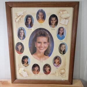 VINTAGE Collage School Picture Wooden Frame 1st-12th Grade 12" x 15"